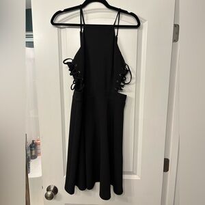 Elegant Black Lace-Up Dress